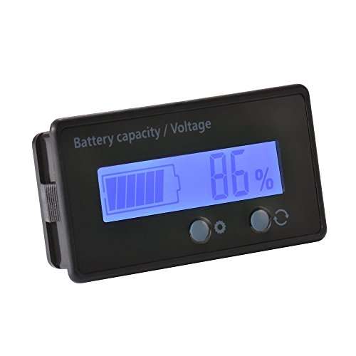 LCD Battery Capacity Monitor Gauge Meter,Waterproof 12V/24V/36V/48V Lead Acid Battery Status Indicator,Lithium Battery Capacity Tester Voltage Meter Monitor Blue Backlight for Vehicle Battery 2