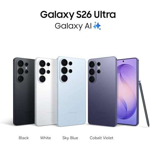 Samsung Galaxy S26 Ultra 5G (Cobalt Violet, 12GB RAM, 256GB Storage) with Built-in Privacy Display, AI Phone, Photo Assist, Creative Studio, 200MP Camera, 5000mAh Battery and Snapdragon 8 Elite Gen 5 2
