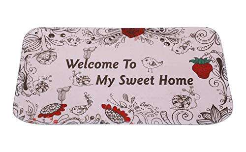 Ramcha 2 Piece Microfibre Welcome to My Sweet Home Mat - 16" x 24", Multicolour 2