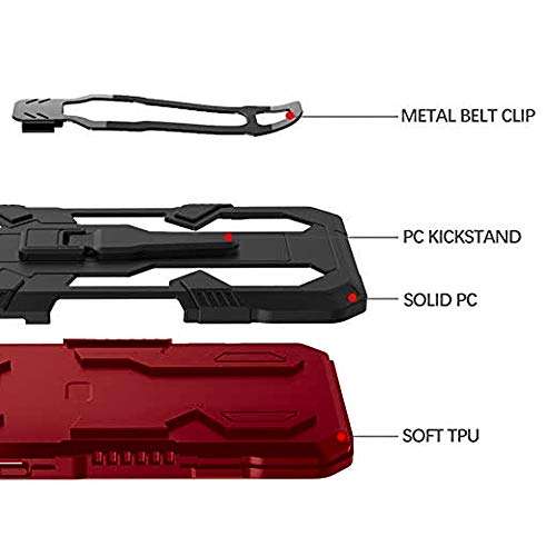 Compatible with Samsung Galaxy A21S Case,with [2 Pack] Tempered Glass Screen Protector,15ft. Drop Tested Protective Case| Kickstand || Heavy-Duty || Belt Clip |for Samsung A21s -RED 5