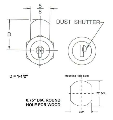 Extra Long Weather Resistant 2-1/8 inch cam Lock for RV, Thick Drawer, and Compartment Door, keyed CH751 Alike 3