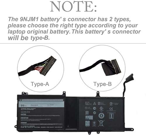 SUNNEAR 9NJM1 Laptop Battery for Dell Alienware 15 R3 R4 17 R4 R5 Series Dell ALW17C Series 0546FF 0HF250 44T2R HF250 MG2YH 0MG2YH, Dell P31E P69F Series 11.4V 3-Cell 4