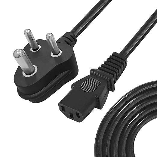 WeFly 3 Pin Power Cable Cord for Desktops CPU,Monitors,Printers,Etc (Black, 1.5m) 3