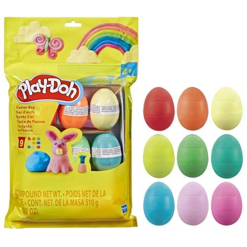 Play-Doh Easter Eggs Bag 9 Pack, 2 Ounces Each, Assorted Colors, Preschool Crafts for Kids 2 Years and Up, Easter Basket Toys