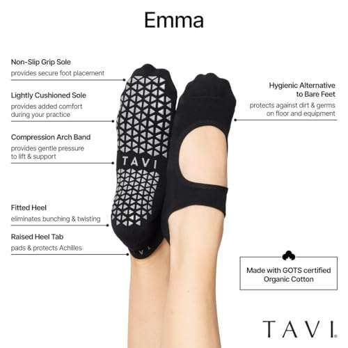 TAVI NOIR Emma Non Slip Socks for Women - Non Skid Grippy for Active Sports Workout Barre, Pilates, Yoga Socks 2
