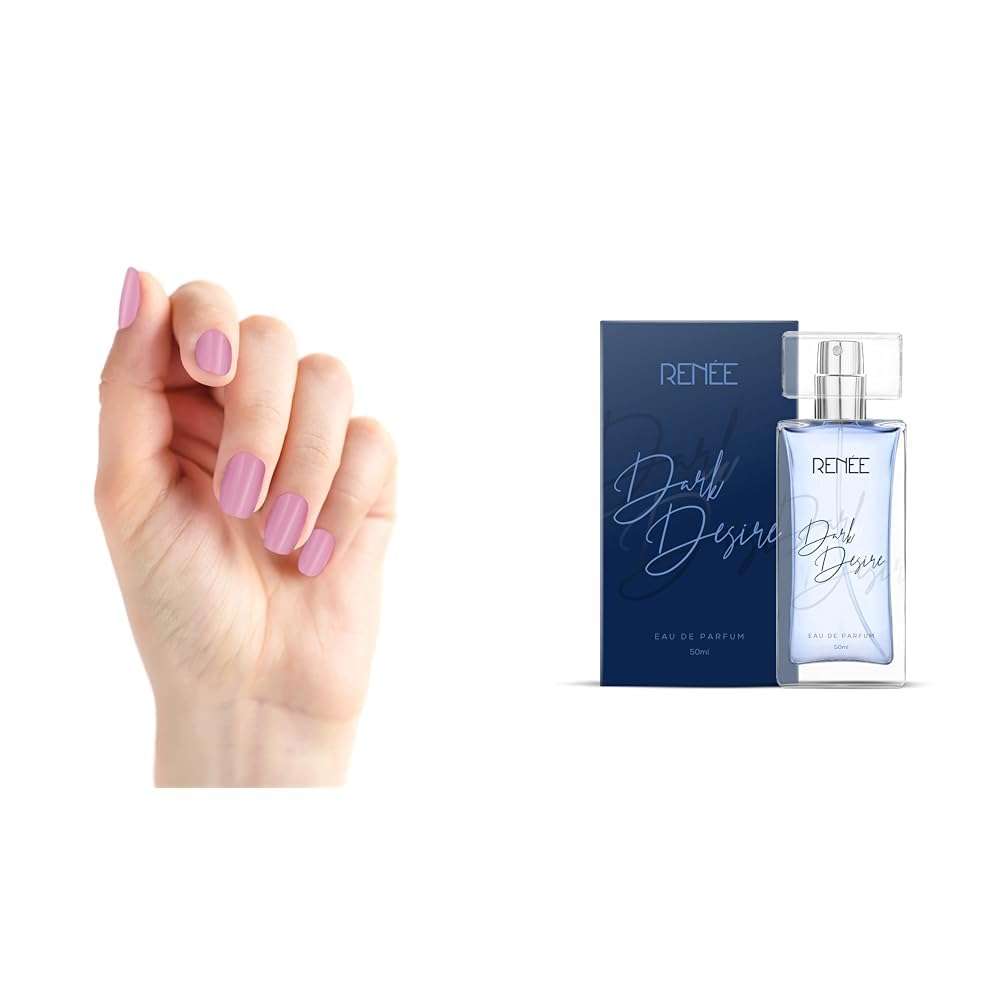 RENEE Stick On Nails BN 03| 24 Reusable Artificial Fake Nail Set| Lightweight & Long Lasting| E&RENEE Eau De Parfum Dark Desire 50ml Premium Long Lasting Luxury Perfume Scent for All Occasion 2