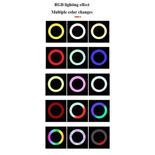 QFFL LED Ring Light RGB Ring Light with Extendable Tripod Stand and Flexible Phone Holder Button Controller Operation for Video/Live Stream/Makeup/Photography (Color : 68-210cm, Size : 20CM) 2