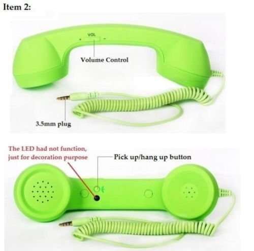 Praxon Anti-Radiation Coco Retro Style Handset for Mobiles & Tablet || 3.5mm Wired Retro Handset Receiver with HD Speaker and Microphone (Different Color Available) 5