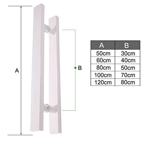 RTY-BY Barn Door Handle, White Stainless Steel Sliding Door Handles Pull Set - Two-Sided Handle Hardware for Barn Doors, Closet Doors, Garden Sheds (Size : 120cm=47.2 inch) 2