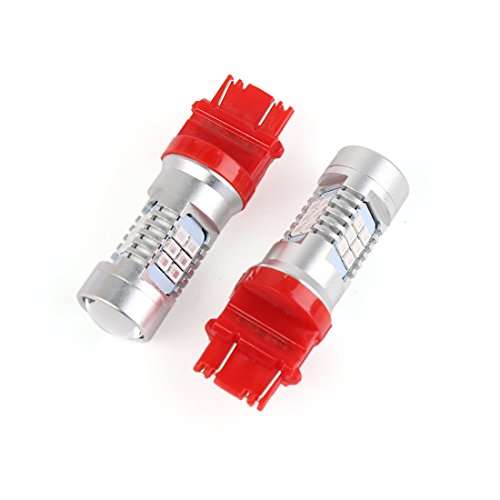X AUTOHAUX 2pcs 3157 21 2835-Surface Mount Device-LED Red Car Light Tail Bulbs Brake Stop Backup Reverse Lamp Projector Lens 1