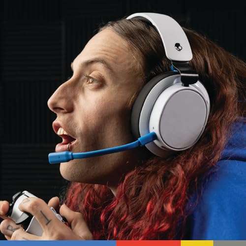 Skullcandy SLYR Pro Wireless Multi-Platform Gaming Headset, Bluetooth Headphones, Up to 24 Hrs Battery, PC, PlayStation, Nintendo Switch, 2.4GHz Low Latency Wireless Transmitter Included - White/Blue 5