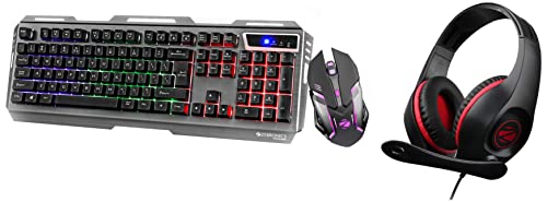 ZEBRONICS Zeb-Transformer Gaming Keyboard and Mouse Combo (USB, Braided Cable) & Zeb-Grace Wired Over The Ear Headphone with Mic (Black)