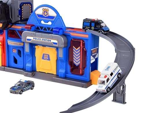 Ramokdu Walkie Talkies Racers Vehicle Metal Car Parking Lot Fire Station Police Station Toys for Children Luxury Gifts Multi Color 3