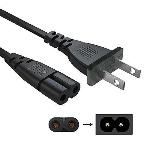 Extra Long Power Cord Cable Compatible Apple Samsung LG TCL Roku Sharp TV, AC 2 Prong Replacement Power Cable 12FT-UL 2