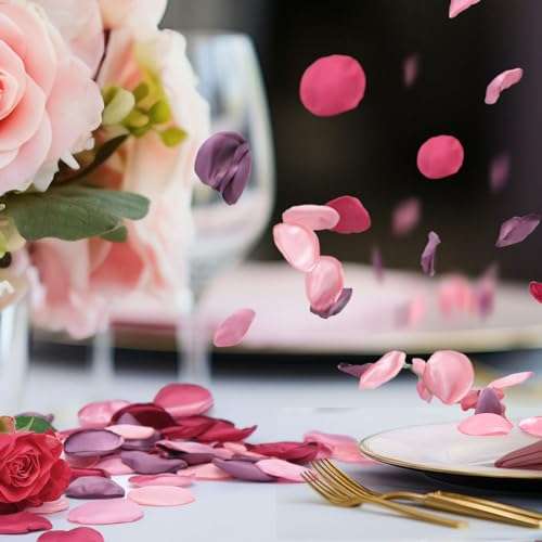 400 PCS Silk Rose Petals Burgundy Red Flower Petals for Romantic Night, Weddings Aisle Centerpieces, Table, Party, Home Decoration, Romantic Night Decoration,Valentine's Day Decoration 4