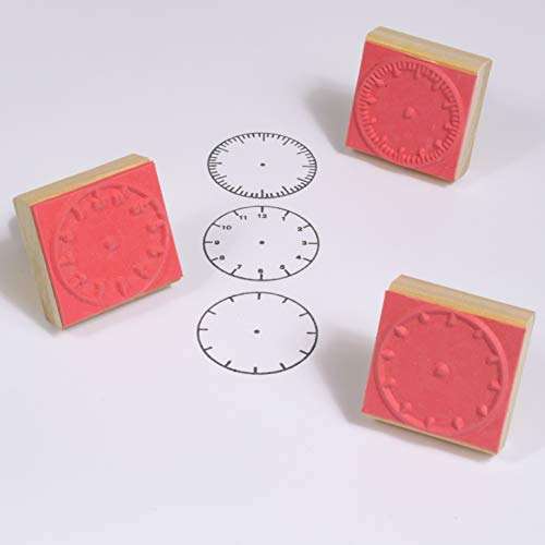 READY 2 LEARN Analog Clock Stamps - Set of 3 - Wooden Stamps for Telling Time Activities and DIY - Use for Flashcards, Worksheets, Invitations, Albums and Scrapbooks 4