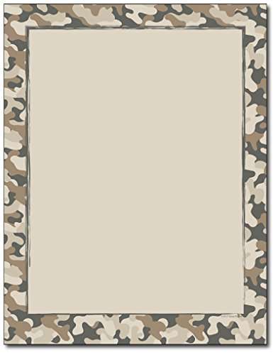 Camo Border Stationery Paper - 80 Sheets