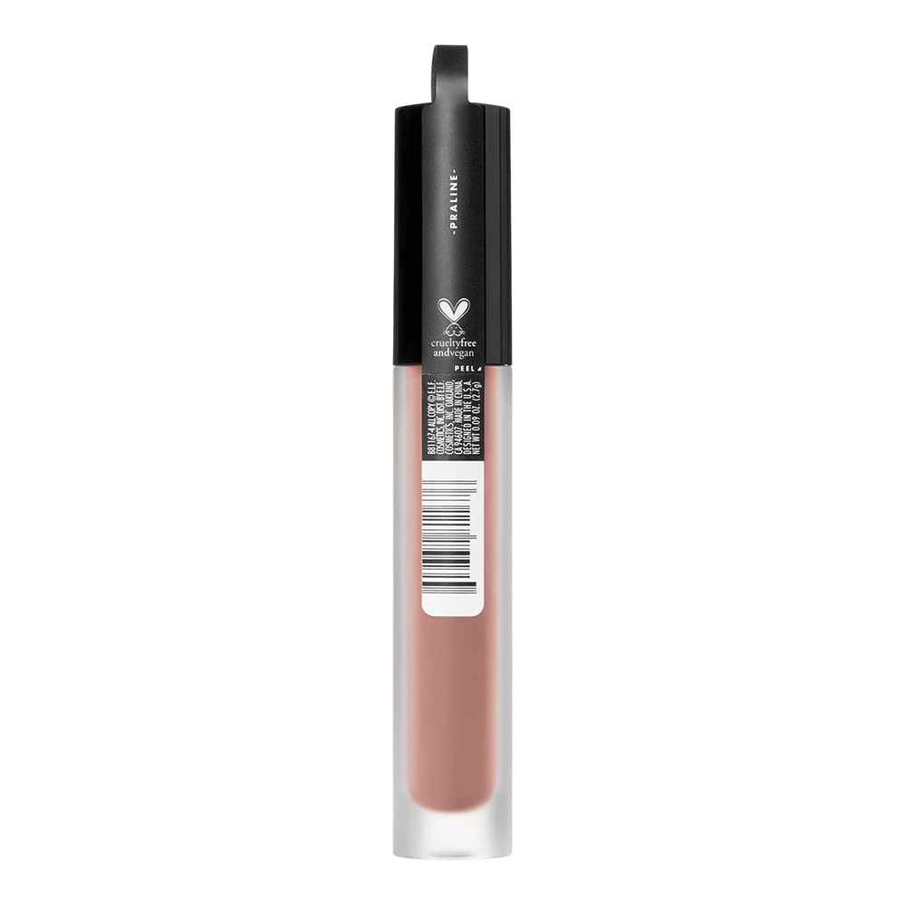 e.l.f. Cosmetics Liquid Matte Lipstick, Highly Pigmented, Quick Drying & Smudge Proof, Nourish & Soften, Diamond-Shaped Wand, Praline 3