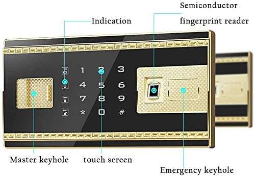 KXBYMX safes for Home Digital Safe, Secure Digital Black Steel Safe Electronic high-Security Safe Home Office Cash Money Safe Money Box (Color : Gold) 2