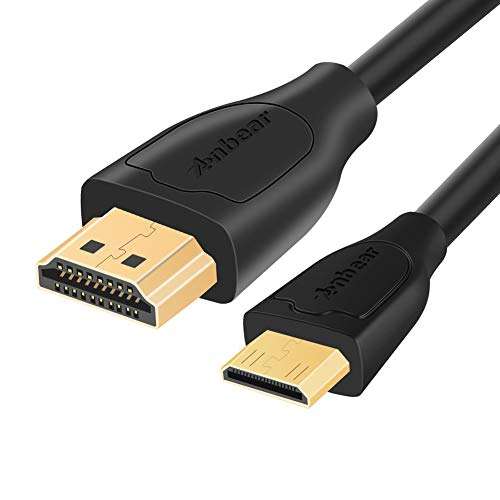 Anbear Mini HDMI to HDMI Cable 6FT, High Speed HDMI to Mini HDMI Cable 4K×2K Compatible with DSLR Camera,Laptop, Camcorder, Tablet and Graphics Video Card Supports Ethernet 3D (6 Feet) 1