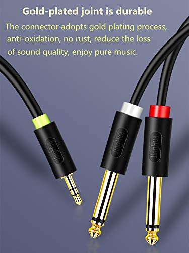 Hosyl Gold-Plated 3.5mm 1/8" TRS Male to 2X 6.35mm 1/4" TS Male Mono Y Cable Splitter with for Laptop, CD Players, Power Amplifier, Mixer, Home Stereo Systems (5FT/1.5M) 3