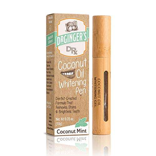 Dr. Ginger's Coconut Oil Tooth Whitening Pen – Rapid Brightening for Sensitive Teeth and Gums - Mint Flavor, 0.35oz - Blended with Teeth Whitening Essence and Xylitol for Brighter Smile 1