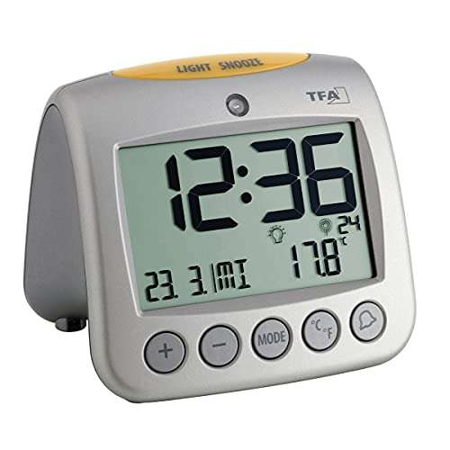 TFA Dostmann SONIO 60.2514 Radio-Controlled Alarm Clock with Temperature Display 1