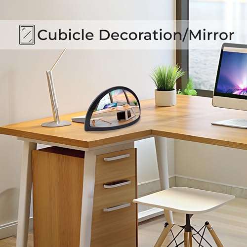 Skywin Half Concave Mirror Cubicle Decorations 8.7×2×4.4 in, Multipurpose Cubicle Mirror, Desk Mirror to See Behind You, Aesthetic Office Cubicle Accessories, Office Cubicle Decor Organizer (Black) 4