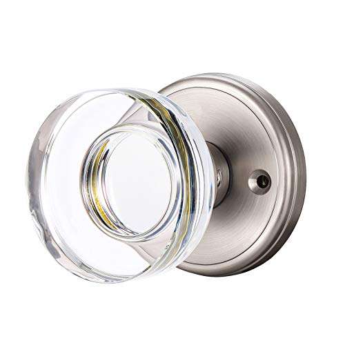 CLCTK Crystal Glass Door Knobs (Passage, Brushed Nickel) 2