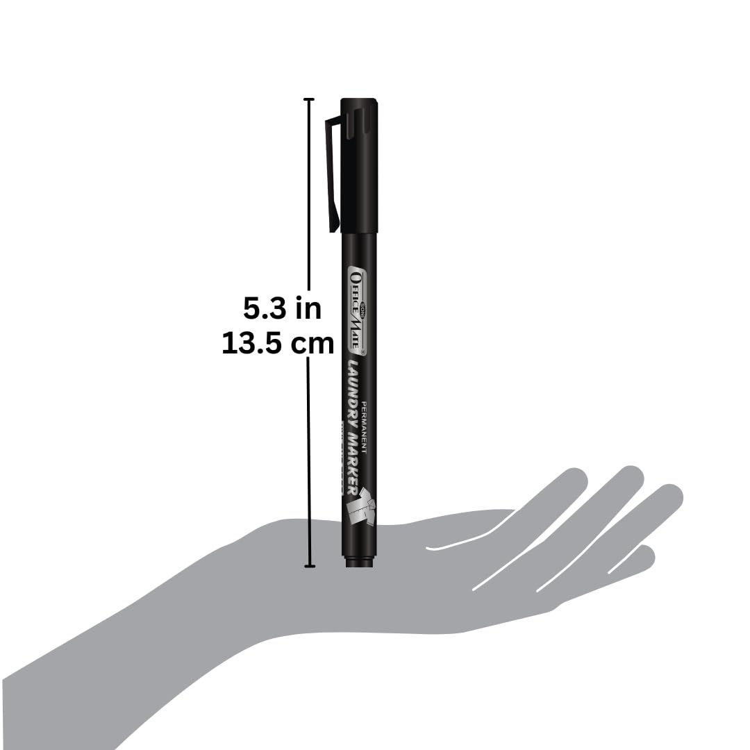 Soni Officemate Fine Tip Laundry Markers – Black | Pack of 10 | Waterproof, Fade-Resistant | 1.09 mm Tip | For Uniforms, Bags & Labels 5