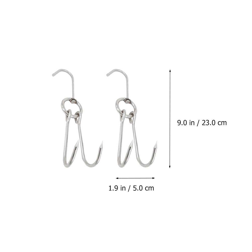 Yardwe 10Pcs Poultry Hanging Hook Stainless Steel Pork Hooks Meat Hook Heavy Duty for Bacon Roast BBQ Grill Hanger Cooking Tools 2