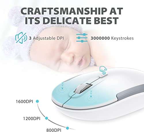 iClever GK03 Wireless Keyboard and Mouse Combo - 2.4G Portable Wireless Keyboard Mouse, Rechargeable Ergonomic Design Full Size Slim Thin Stable Connection Keyboard for Windows 7/8/10, Mac OS 6