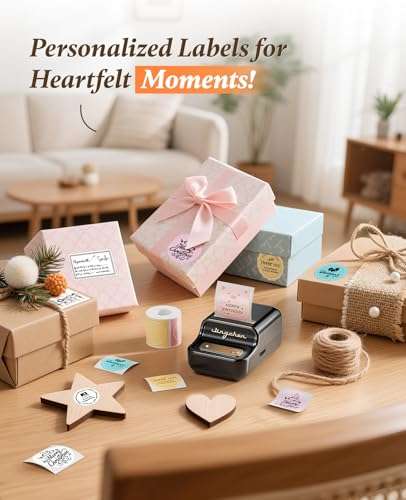 NIIMBOT B21 Inkless Label Maker, Portable Thermal Label Printer for Clothing, Address, Business, Compatible with iOS & Android, with 1 Pack 50x30mm White Label, Black 2