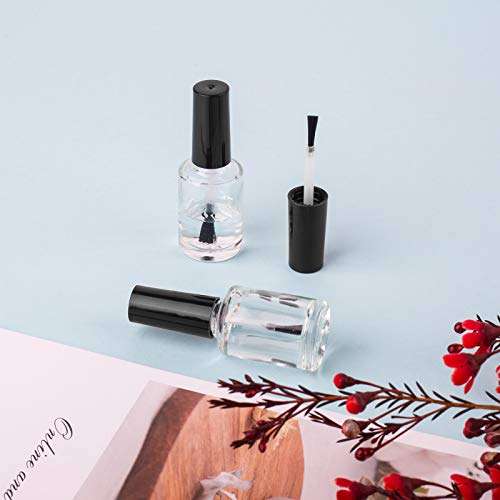 GTHER 20PCS Empty Nail Polish Bottles, Clear Glass Refillable Bottles Container with Brush Cap & Funnel & Mixing Balls for Nail Art (15ML) 2