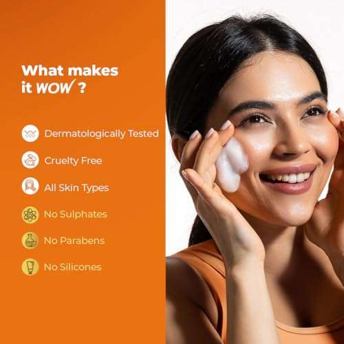 WOW Skin Science Vitamin C Exfoliating Face Wash With Brush, Soft, Silicones Bristles, Foaming Cleanser For All Skin Type, Hydrate For Smooth Skin, Helps Remove Blackheads, Reduce Acne Breakout, 100ml 4
