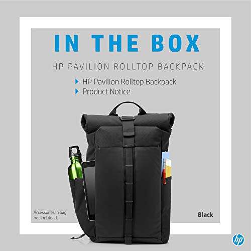 HP Pavilion Roll Top Backpack for 15.6-inch Laptop, Black 4