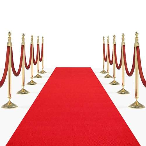 Red Carpet Runner for Party Thick, 3x10 ft Reusable High Traffic Floor Mat with Non-Slip Backing, Heavy Duty Runner Rug for Weddings, Proms, Events 1