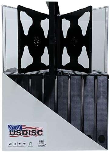 USDISC CD Jewel Cases Chubby 24mm, Quintuple 5 Disc, Black, Pack of 25 1
