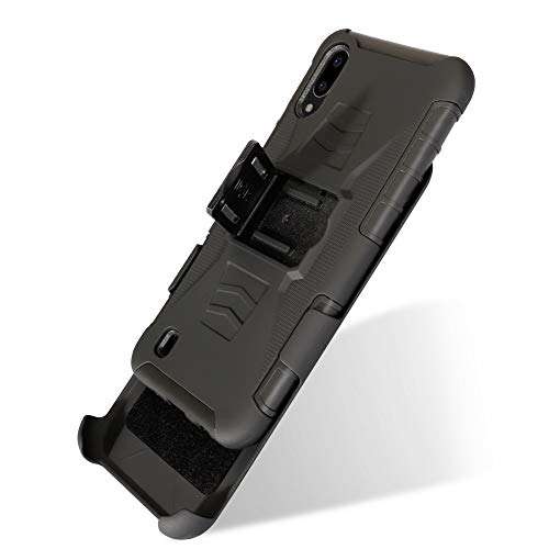 Case for Galaxy A10 DWaybox 3 in 1 Combo Hard Heavy Duty Case with Kickstand and Swivel Belt Clip on Shell Back Compatible with Samsung Galaxy A10 SM-A105 6.2 Inch (Black) 5