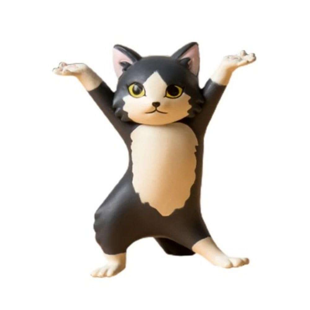 Cartoon Cat Pen Holder,Cute Cat Miniatures,Cat Pen Holder,Car Cat Ornaments,Desk Pen Holder,Cat Pencil Holder,Cute Cat Figures for Home(Black) 1