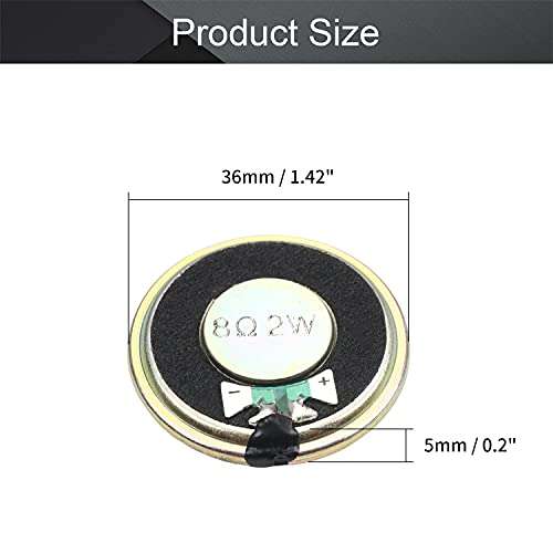 Fielect DIY Magnetic Speaker 2W 8 Ohm 36mm Diameter Round Shape Replacement Loudspeaker 1pcs 2