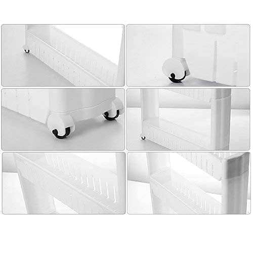 4 Layer Multi Storage Organizer Slim Rack Shelf with Wheels for Easy Movement | Unbreakable Plastic, white 6