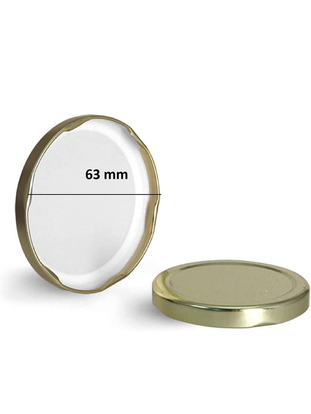 Pure Lids India Glass Jar Lids Only 63 mm For 63 mm Mouth Jars, Rust-proof, Leak Proof Airtight Metal Cap (Gold) (Set of 48) 3