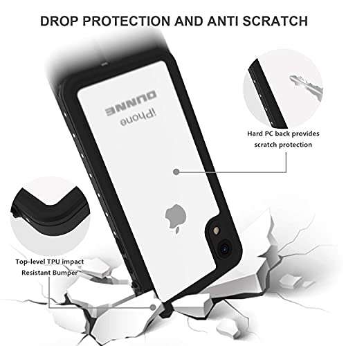 OUNNE Waterproof Dustproof Shockproof Case for iPhone XR, Full Body Protection Cover with Built-in Screen Protector, Waterproof, Clear Case for iPhone XR 6.1 inch 3