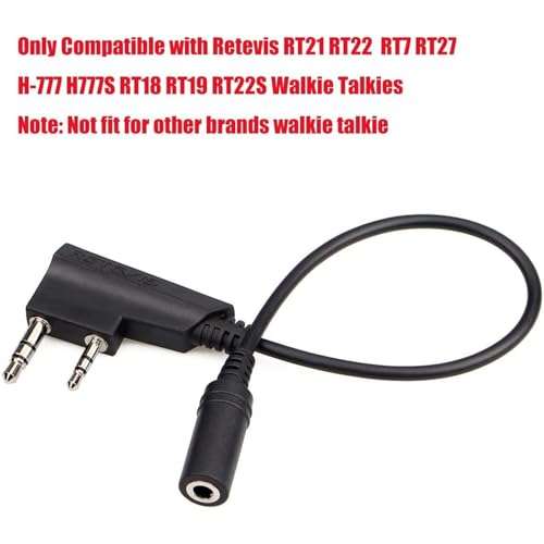 Retevis Earpiece Adapter,2 Pin to 3.5mm Walkie Talkies Headset Adapter Only Fit RT21 RT22 RT27 RT7 H-777 H777S RT18 RT19 RT22S (Not Fit for Other Brands) 2 Way Radios (1 Pack) 3