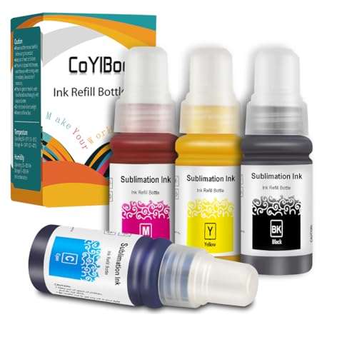 CoYlBod Sublimation Ink for Supertank Refilled Ink Bottles Compatible for ET-2800 ET-2803 ET-2720 ET-4700 ET-4750 ET-4760 ET-2700 ET-2750 ET-2760 ET-3710 ET-15000 ET-3700 ET-3750 ET-3760 ET-3850 1