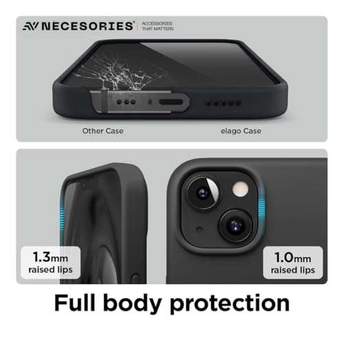 Necesories® Liquid Silicone Case Compatible for iPhone 14 Plus Case,Full Body Protective Cover, Shockproof, Slim Phone Case, Anti-Scratch Soft Microfiber Lining, 6.7 inches (Black) 2