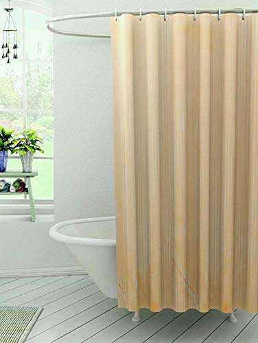 Heart Home Self Lining Design 7 Feet Shower Curtain with 8 Hooks (Orange)- CTHH06453