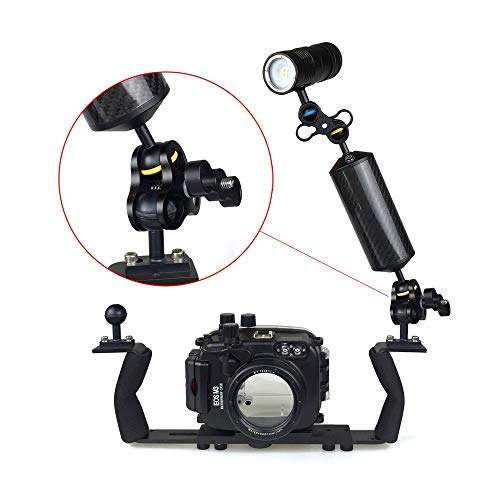 MEIKON Seafrogs D60mm 8'' Underwater Float Arm Carbon Fiber Floating Dual Ball Diving Buoyancy Arm for Underwater Diving Tray Video Light/Strobe (D60mm, 8'', Buoyancy provided 300g) 4
