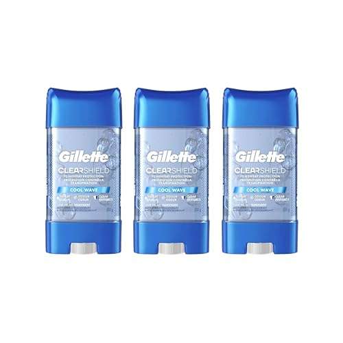 Gillette Antiperspirant Deodorant for Men, Cool Wave Scent, Clear Gel, 3.8 Oz (Pack of 3)